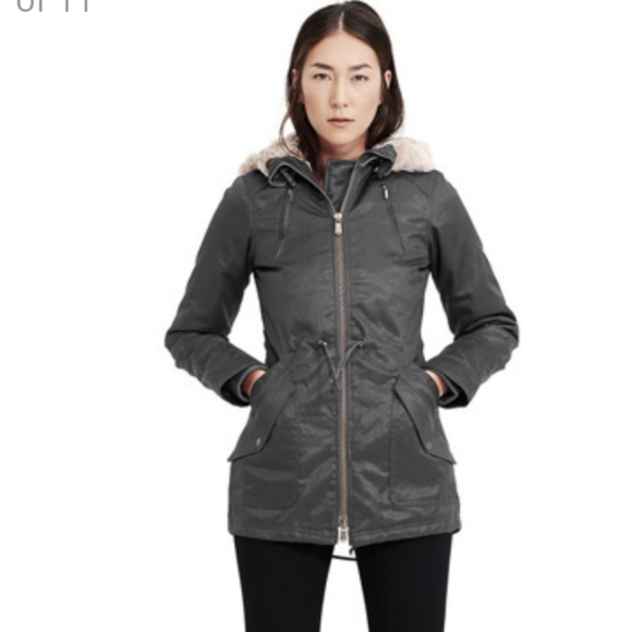 Navy Blue Hemp Hoodlamb Winter Coat - Picture 8 of 8